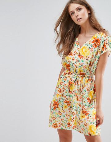 Anmol Floral Print Dress - Yellow