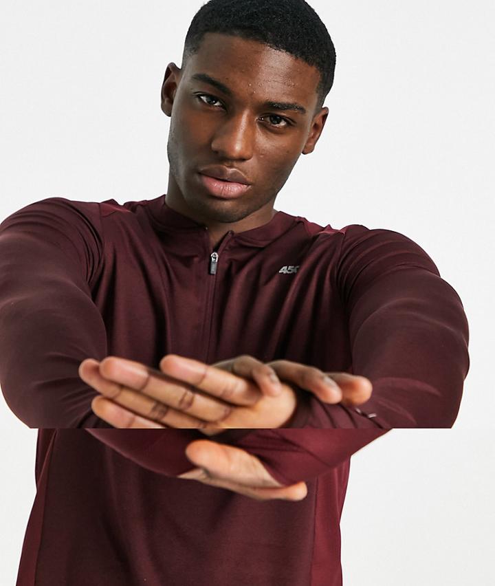 Asos 4505 Running Long Sleeve T-shirt With Contrast Panels And 1/4 Zip-red