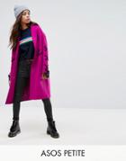 Asos Petite Coat With Lace Up Detail - Purple
