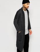 Asos Knitted Duster Coat - Charcoal