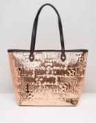 Love Moschino Metallic Copper Logo Shopper Bag - Gold