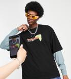 Collusion Oversized T-shirt With Neon Print In Black