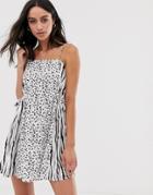 Asos Design Mini Cami Sundress With Drawstring Waist In Mixed Animal Print - Multi