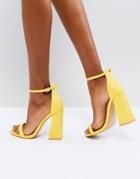 Public Desire Tess Yellow Block Heeled Sandals - Yellow