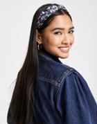 Asos Design Recycled Polyester Knot Headband In Love Print-multi