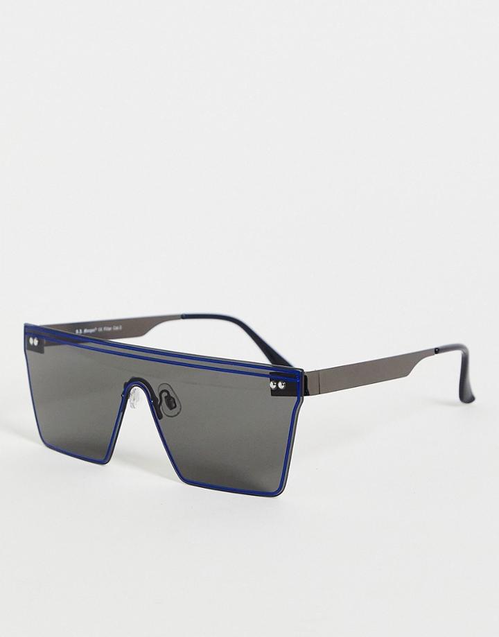 Aj Morgan Zadie Flatbrow Oversized Sunglasses In Black