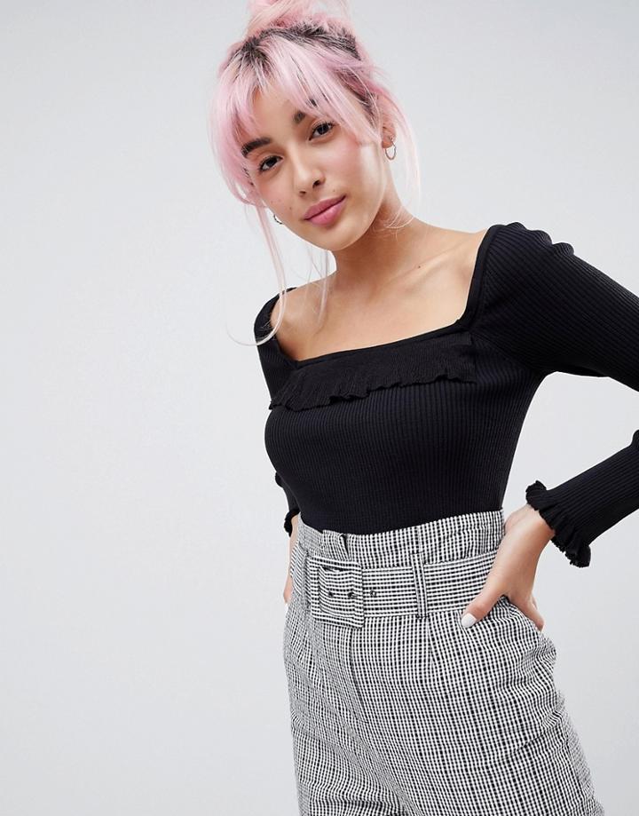 Emory Park Skinny Fit Sweater In Rib-black