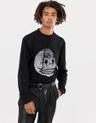 Cheap Monday Crew Neck Sweatshirt In Black With Copy Skull - Black