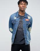 Dirty Denim Oversized Stonewash Denim Jacket - Blue