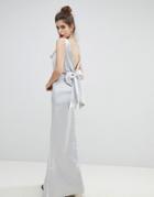 True Violet Satin Bow Back Maxi Dress - Silver