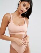 Asos Fuller Bust Mix And Match Crop Bikini Top In Rib - Pink