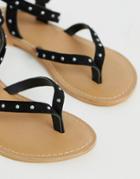 Asos Design Fix It Leather Flat Sandals - Black
