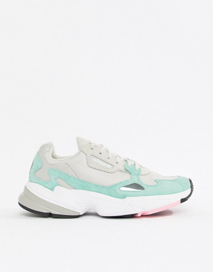 Adidas Originals Falcon Sneaker In Gray And Mint
