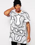 Systvm Longline T-shirt With Omega Print Swirls - White