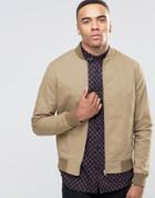 New Look Cotton Twill Bomber Jacket In Stone - Stone