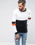 Asos Muscle Long Sleeve T-shirt With Sleeve Cut And Sew Detail - White