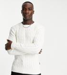French Connection Tall Wool Mix Cable Crew Neck Sweater In Ecru-white