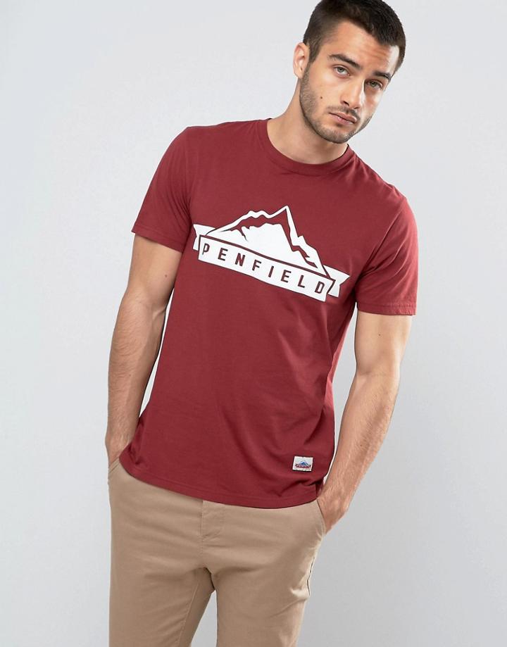 Penfield Mountain Logo T-shirt Regular Fit In Burgundy - Red