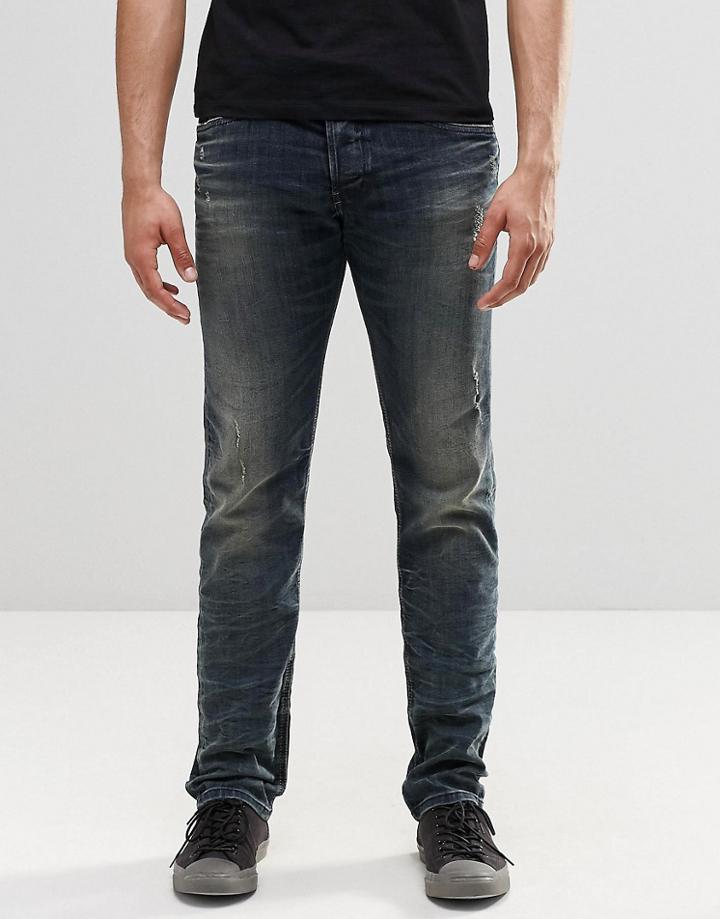 Diesel Belther Slim Jeans 854s Vintage Dark Distress - Dark Wash