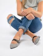 Pull & Bear Check Slingback Shoe In Gray - Gray