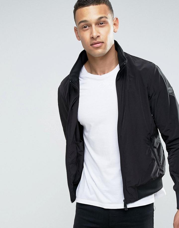 Armani Jeans Nylon Bomber Jacket In Black - Black