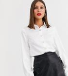 Fashion Union Tall High Neck Button Down Blouse With Tie Sleeves And Waist