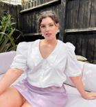 Simply Be Broderie Collar Blouse In White