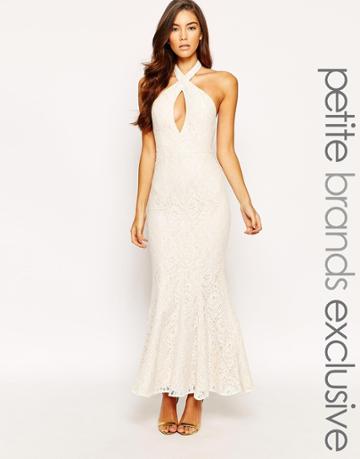 Jarlo Petite Priscilla Wrap Halterneck Maxi - Cream