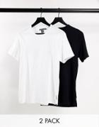 French Connection 2-pack Crew Neck T-shirts In Black & White
