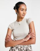 Topshop Longline Every Day Tee In Stone-neutral