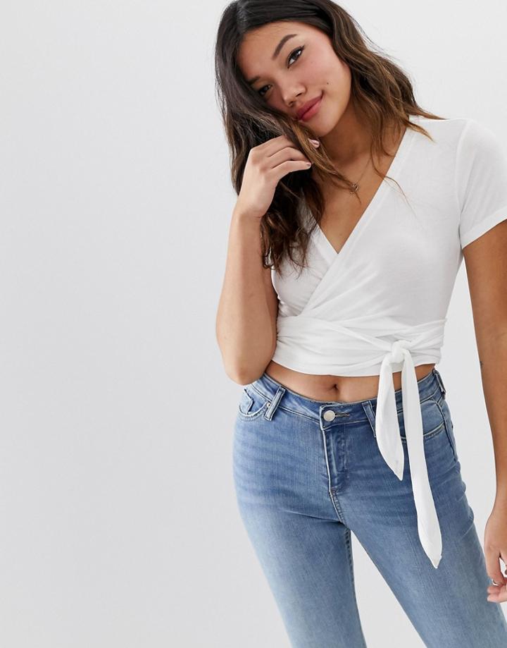 Asos Design Wrap Top - White