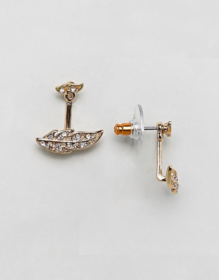 Asos Design Pretty Leaf Swing Earrings - Gold