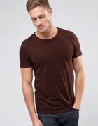 Selected Homme T-shirt In Marl With Pocket - Red