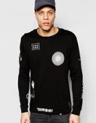 Cheap Monday Long Sleeve Top Fan Hypnosis Objects Prints In Black - Black