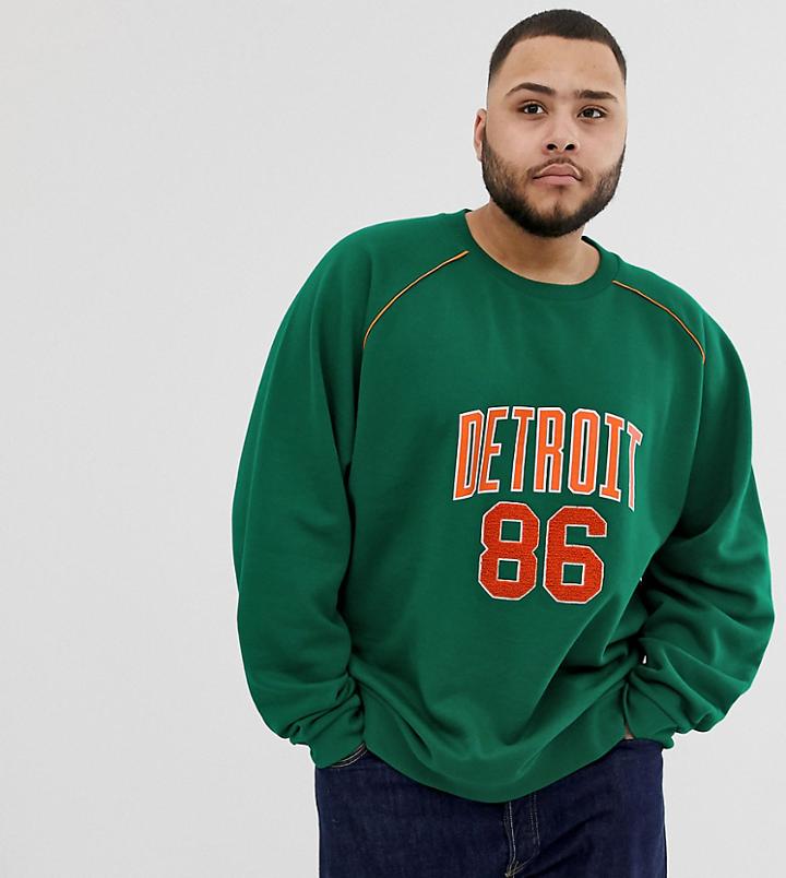 Asos Design Plus Sweatshirt With City Print In Green - Green