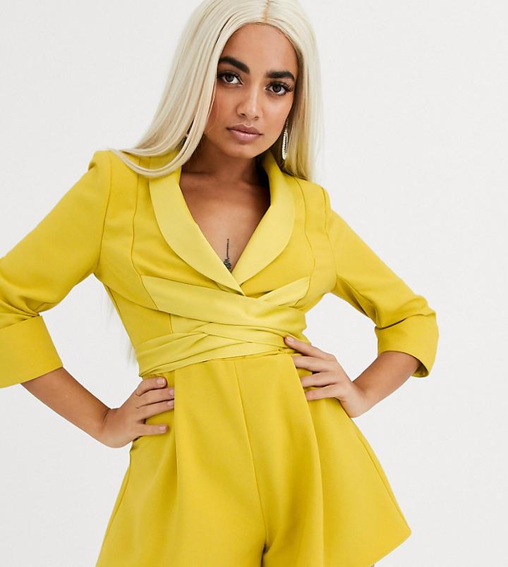 Asos Design Petite Plunge Tux Romper