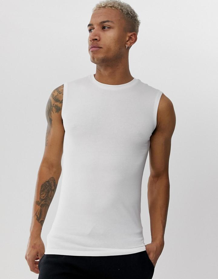 Asos Design Organic Muscle Fit Tank Tank In White - White