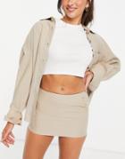 Asos Design Low Rider Pelmet Skirt In Camel-neutral