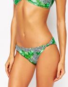 Asos Graphic Leaf Tab Print Bikini Bottom - Graphic Leaf
