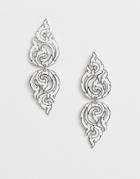Asos Design Earrings In Y2k Flame Design In Silver - Silver