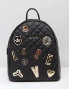 Love Moschino Quilted Backpack With Badges - Black