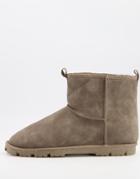 Asos Design Slipper Boots In Gray Faux Suede-grey