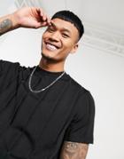 Asos Design T-shirt In Textured Black Jersey