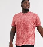 Asos Design Plus Relaxed T-shirt With Extreme Acid Wash In Red