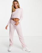 Dorina Waffle Textured Straight Leg Sweatpants In Pink - Pink
