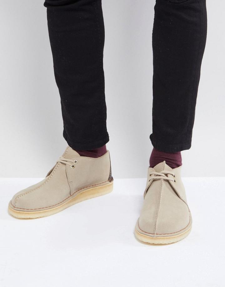 Clarks Originals Desert Trek Suede Shoes In Stone - Stone