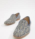 Asos Design Loafers In Navy Diamond Print - Navy