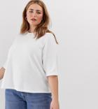 Asos Design Curve T-shirt In Waffle - White