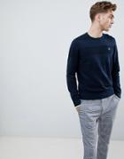 Original Penguin Tipped Cuff Textured Crewneck Knit Sweater Small Logo In Navy - Navy
