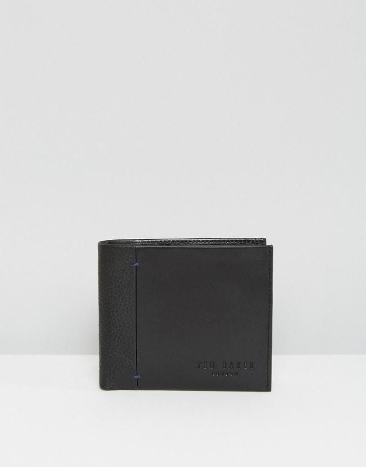 Ted Baker Wallet In Leather With Contrast Spine - Black